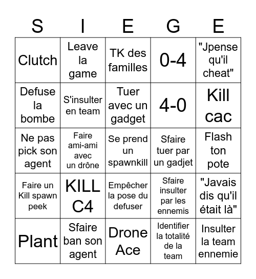Bingo R6 Bingo Card