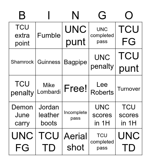Belichick Bingo Card
