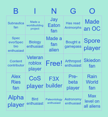 Be an Alien: Renewal Bingo Card