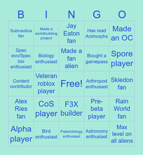 Be an Alien: Renewal Bingo Card