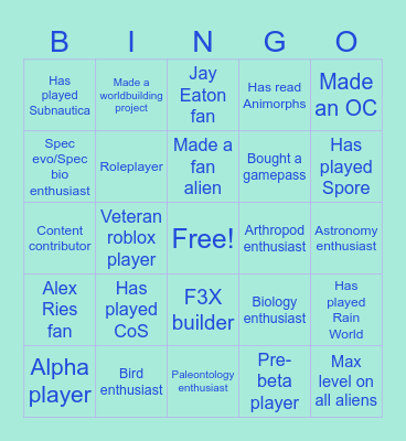 Be an Alien: Renewal Bingo Card