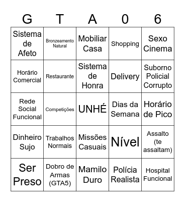 DESGRAÇA GAMES. Bingo Card