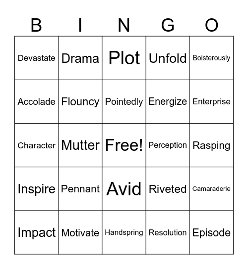 Trying Out for the Squad Bingo Card