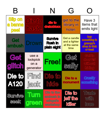 Doors Bingo Card