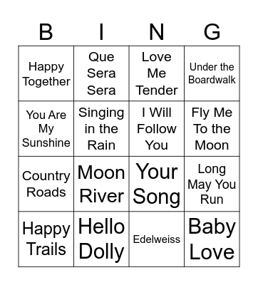 Music Bingo Card