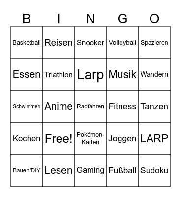 DCE Bingo Card