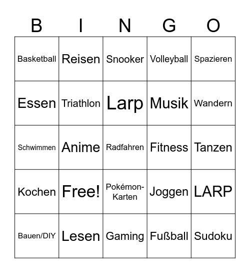 DCE Bingo Card