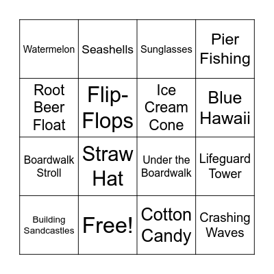Summer Boardwalk Bingo Card