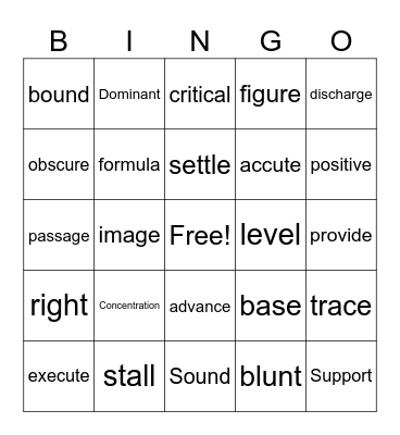 Act Multi Meaning Words: Lists 1 & 2 Bingo Card