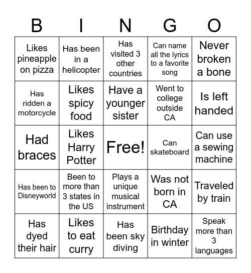 VIP's Annual Scavenger Hunt 2026 Bingo Card