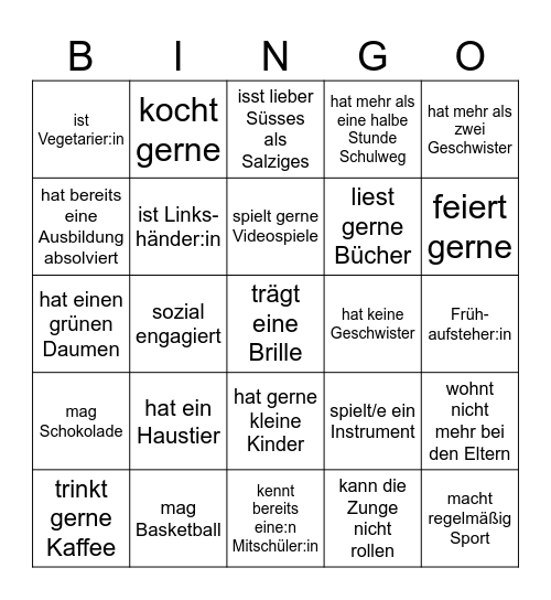 Kennenlern-Bingo Card