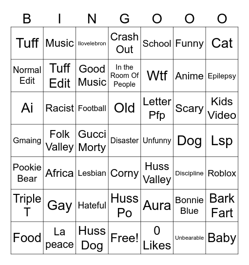 TikTok Bingo Card