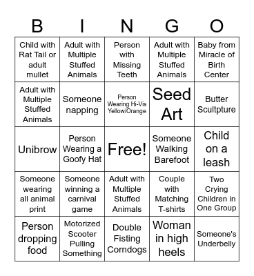 Minnesota State Fair Bingo Card