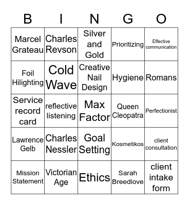 Chapter 1-4 Vocabulary Bingo Card