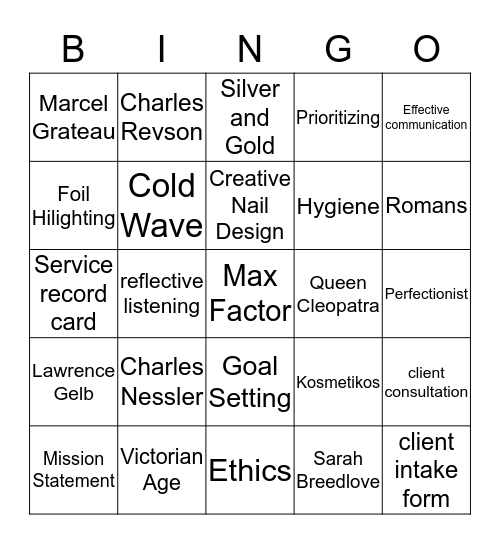 Chapter 1-4 Vocabulary Bingo Card