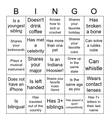 Find Someone Who... Bingo Card