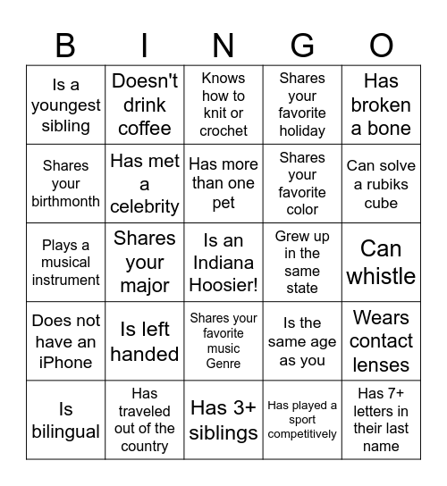 Find Someone Who... Bingo Card