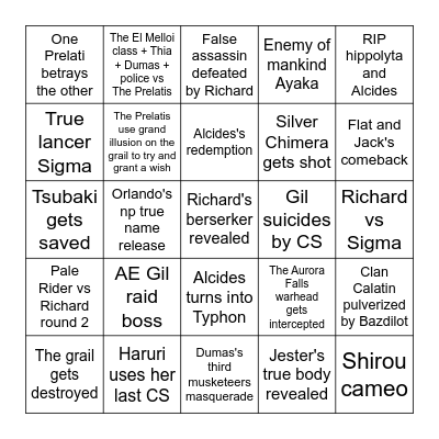 FSF VOLUME 10 PREDICTIONS Bingo Card