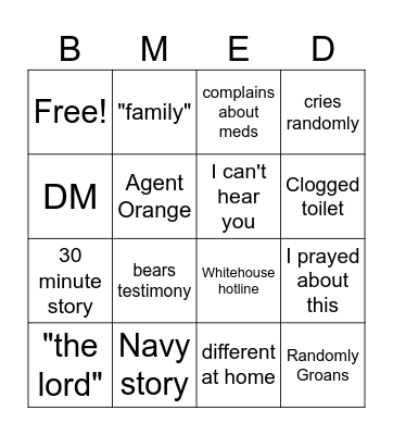 BMED Bingo Card