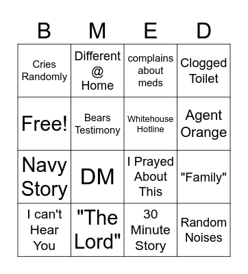 BMED Bingo Card