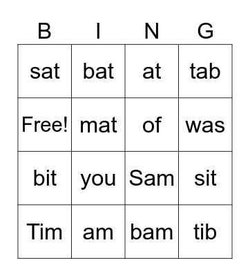 Bing! Bingo Card