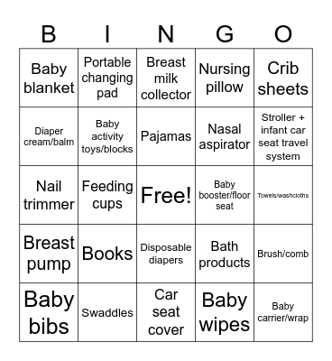 Baby Bingo Card