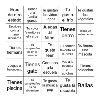 Bingo Busca Personas Bingo Card