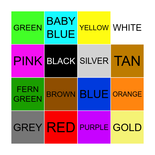 BEIGE Bingo Card