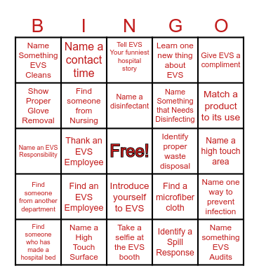EVS Bingo! Bingo Card