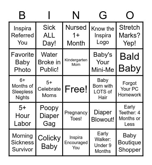 INSPIRA BINGO Card