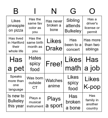 Find someone who... Bingo Card