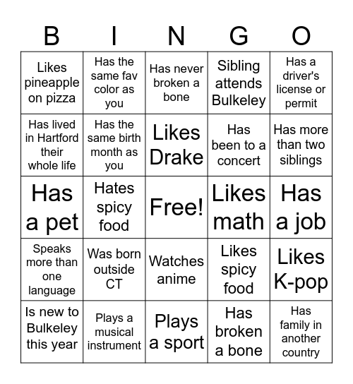 Find someone who... Bingo Card