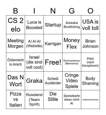 Ultimate Ruben Bingo Card