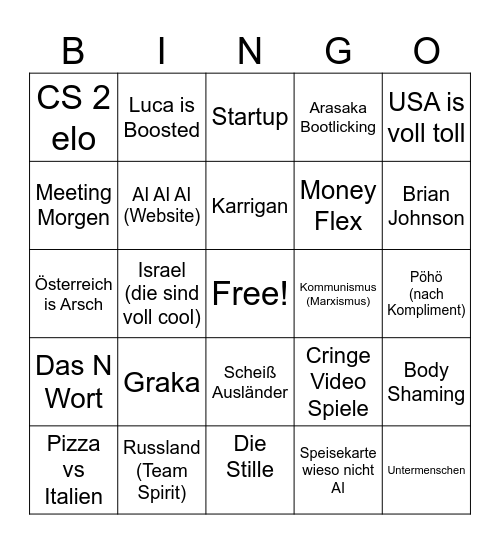 Ultimate Ruben Bingo Card