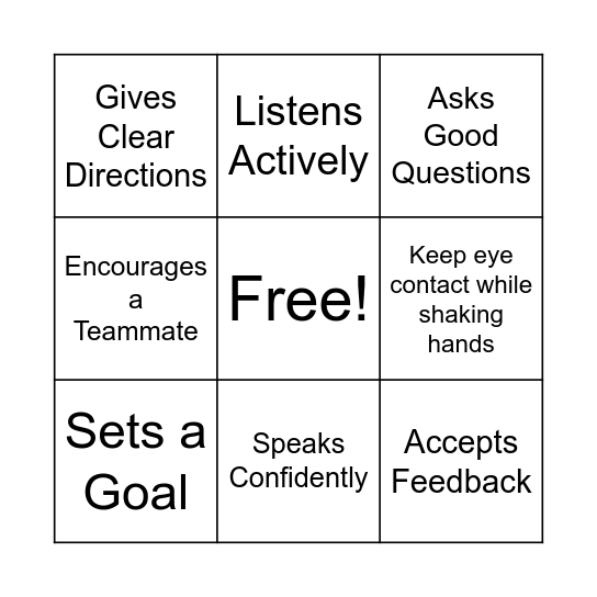 Young Man of Action Bingo Card