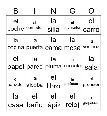 La Clase y La Casa Bingo Card