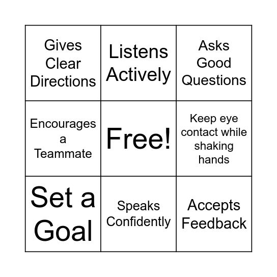 Young Man of Action Bingo Card