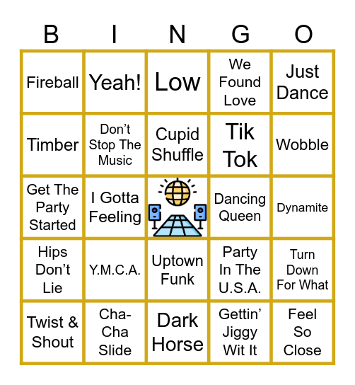 Dance Floor Favorites Bingo Card