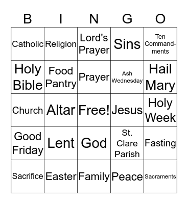 CCD BINGO! Bingo Card