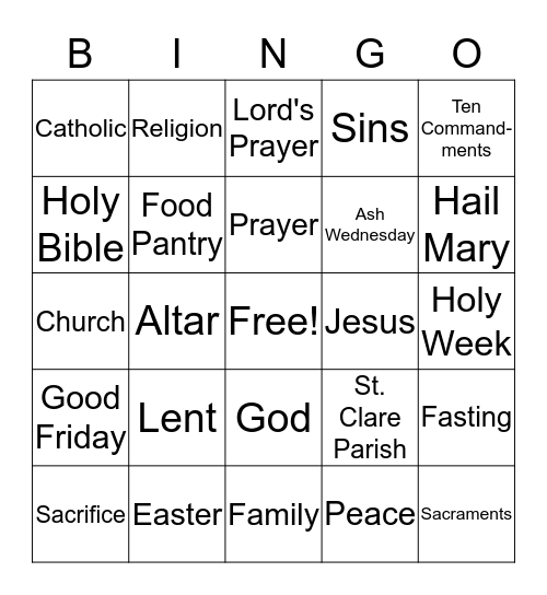 CCD BINGO! Bingo Card