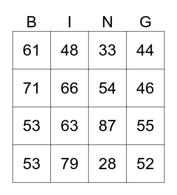 Einer und Zehner Bingo Card
