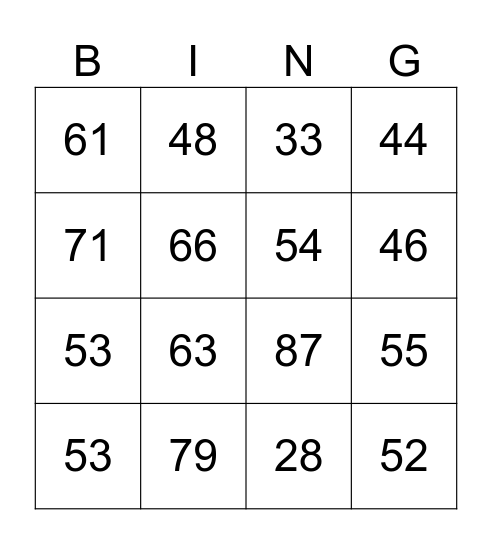 Einer und Zehner Bingo Card