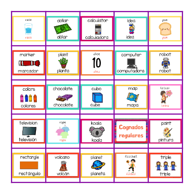 Los cognados Bingo Card