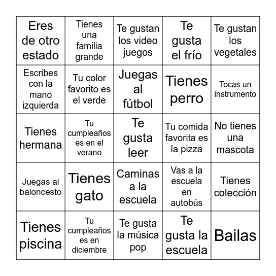 Bingo Busca Personas Bingo Card