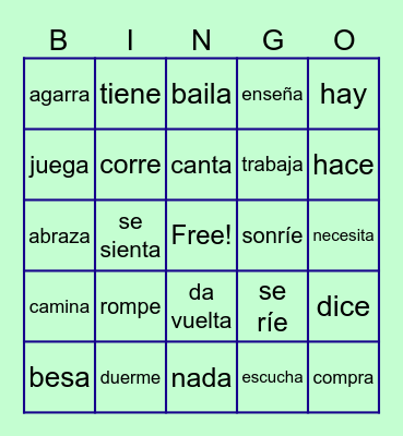 TPR (presente) Bingo Card