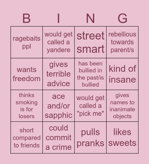 yunie bingo Card
