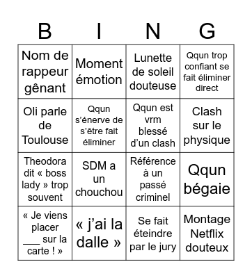 Bingo nouvelle école ep 1 a 3 Bingo Card