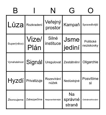 Pičus Bingo Card