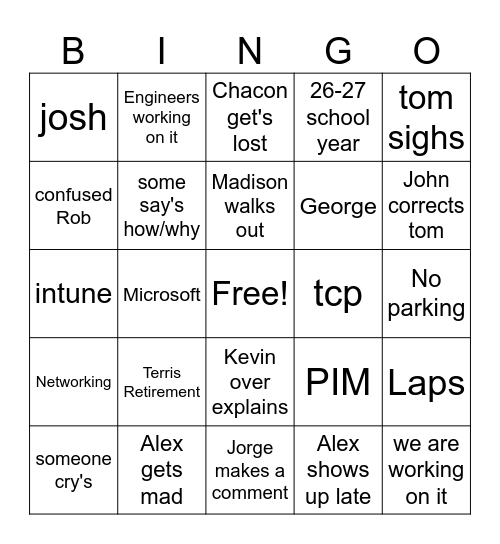 L&D Bingo Card