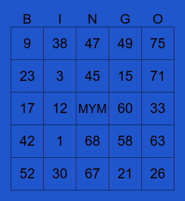 Bingo virtual MYM Bingo Card